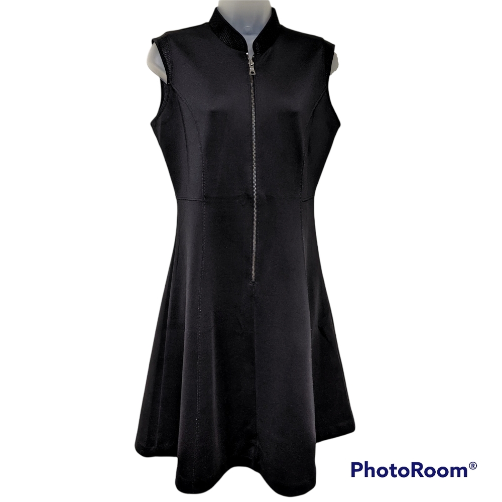 Elie Tahari for DesigNation Dress Scuba Fit & Flare Black Zipper Cap Sleeve 4